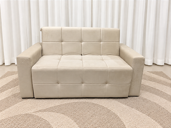 Sofá Cama Cristal 1.54m Sem Caixa D28 Soft - Veludo Marfim