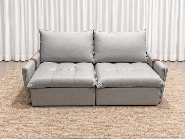 Sofá Cama Lis 2.00m Sem Caixa D28 Soft - Bouclé Cinza Mesclado