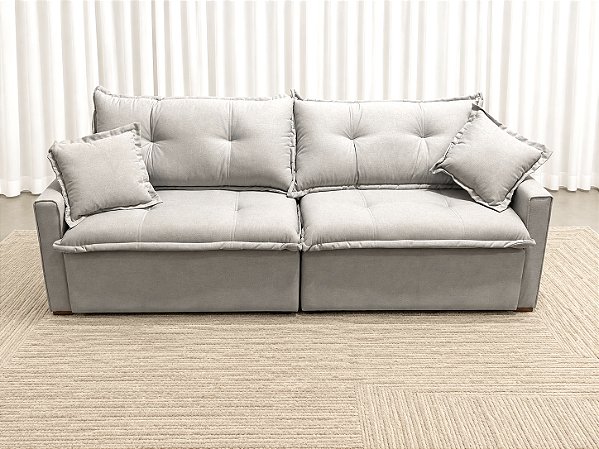 Sofá Cama Siena 2.20m Sem Caixa D28 Soft - Linho Cinza Claro