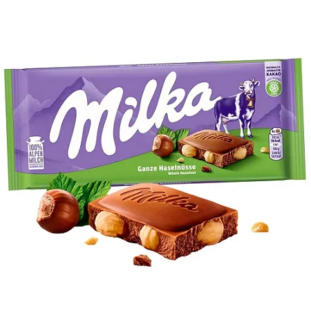 BARRA DE CHOCOLATE MILKA AVELÃ 95GR