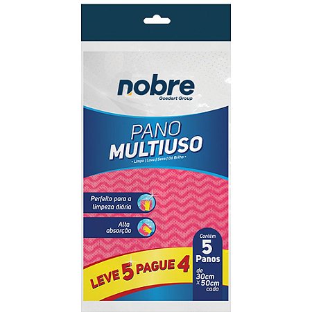 Pano Multiuso Vermelho TNT 30 X 50cm 5 Peças Nobre