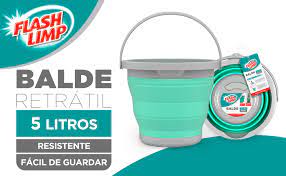Balde Retrátil Flash Limp 5 Litros
