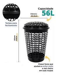 Cesto Telado 56 Litros Preto
