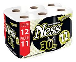Papel Higiênico, Folha Dupla, 30m, Leve 12 Pague 11, Ness