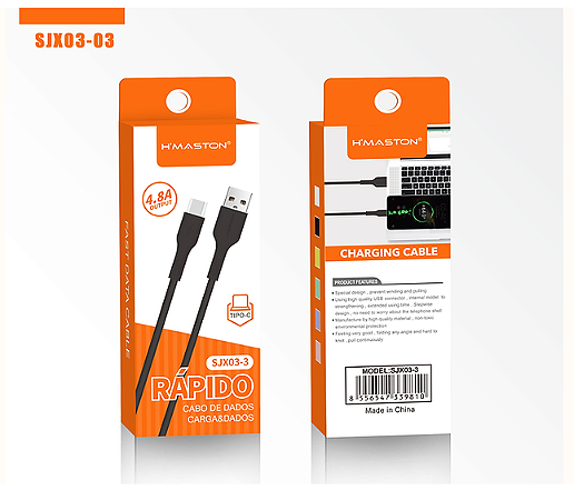 CABO CARREGADOR USB  SJX03-3 - TIPO: C