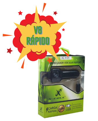 CARREGADOR USB VEICULAR  RÁPIDO V8 X CELL 2.5A - TIPO: V8