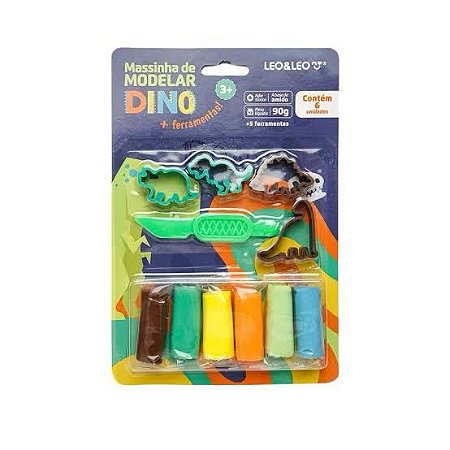 Kit Massinha de Modelar Dino 6 cores Leo e Leo