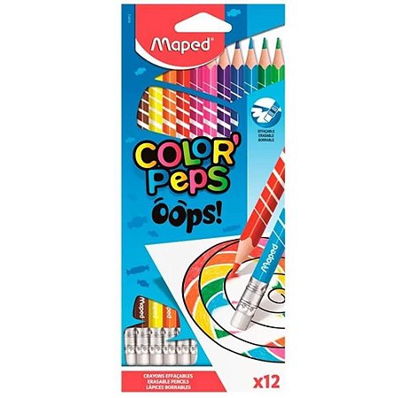 Lapis de Cor Oops Color Peps Apagável 12 cores