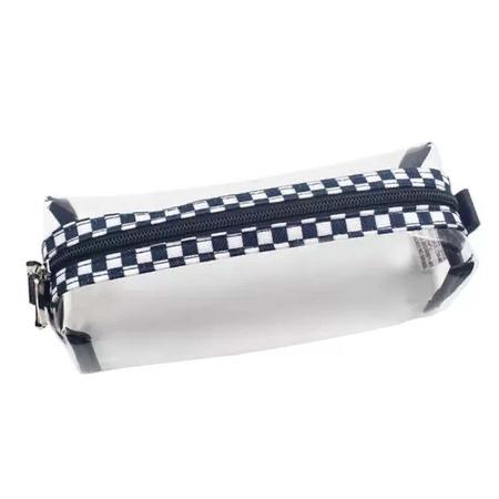Estojo Baú Cristal Estampa Quadriculada Preto com Branco  Fizz