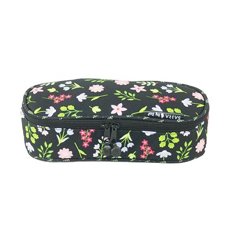 Estojo Box 30 Pens By Sof Floral Preto Sabra