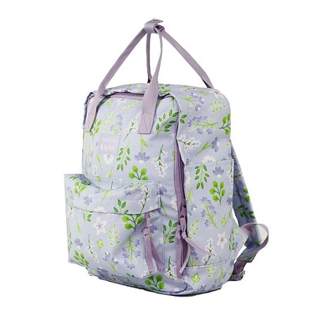 Mochila Quadrada By Sof Floral Lilás Sabra
