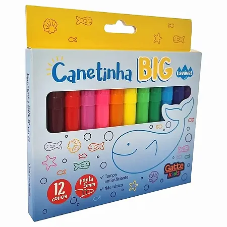 Caneta Hidrográfica Jumbo Big 12 cores Make+