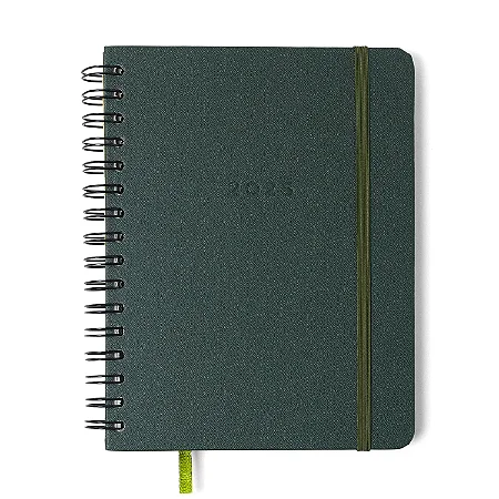 Agenda Planner Wire-o Clássica Semanal Notas com Divisórias A5 Verde Oliva