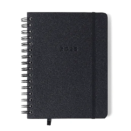 Agenda Planner Wire-o Clássica Semanal Notas com Divisórias A5 Preta Cícero