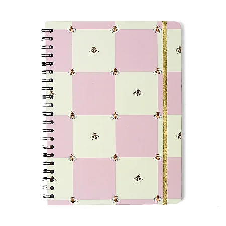 Caderno Espiral Universitário Melissa Pautado Casa das Abelhas Rosê 1 Matéria 80 fls