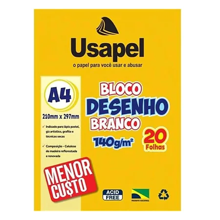 BLOCO TECNICO SEM MARGEM DESENHO A4 140G 20FL USAPEL