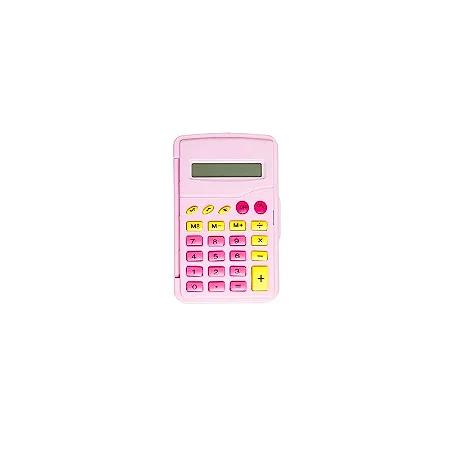 Calculadora de Bolso 8 Dígitos Rosa Flip Flor com Bateria Leonora