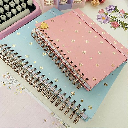 Caderno Wire-o Reposicionável 120 fl decoradas – Abelha Rainha Rosa A5 Buendia
