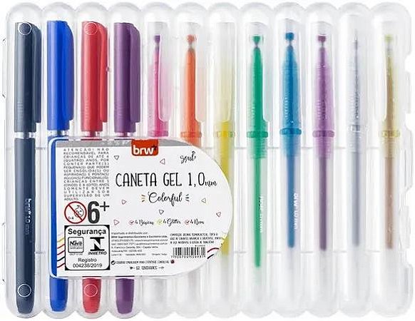 Caneta Gel Colorful 12 cores Brw
