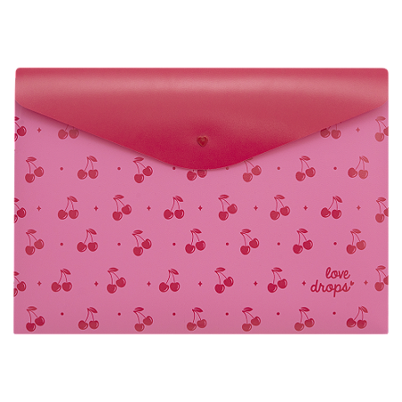 Pasta Envelope A4 Cereja com Botão Polibras