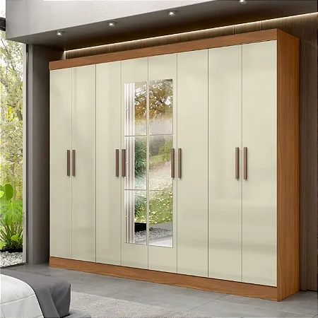 Roupeiro Maxel Paris 100 % MDf 8 Portas Com 4 Gavetas com espelho