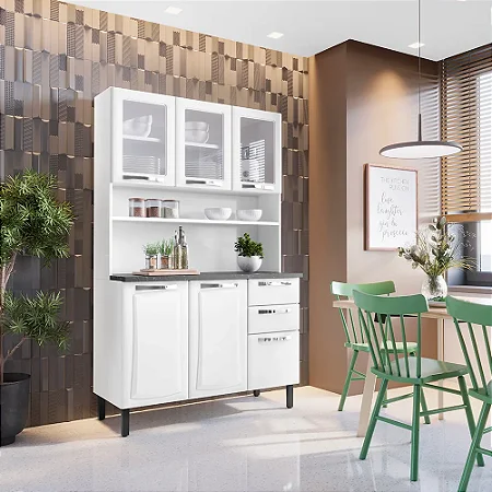 Kit Cozinha Itatiaia Pratika 120 Tampo 6 Portas 2 Gaveta Aço