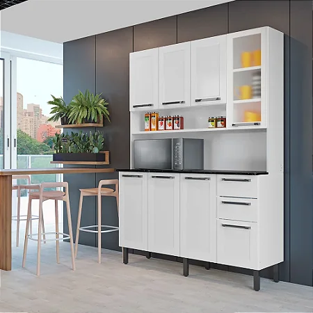 Kit Cozinha Itatiaia Florenca 140 Tampo 8 Portas 2 Gaveta Aço