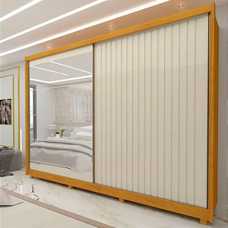 Roupeiro Gelius Apolo 100 % MDF 2 Portas com Espelho e Pes