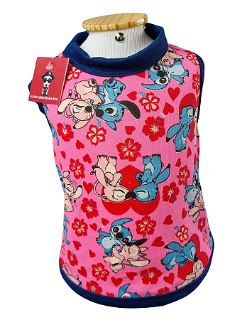 Roupa Pet Camiseta Cachorro  PP ao EXG Stitch Pink