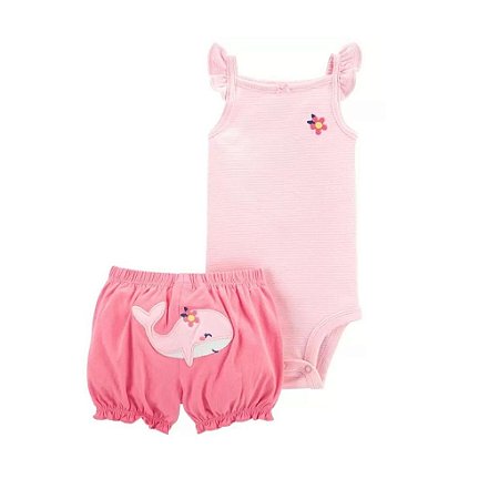 Conjunto Carter's - Body, e short- Baleia