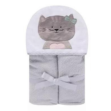 Toalha de Banho Felpuda com Capuz- Gatinha- Papi- 90cm x 70cm