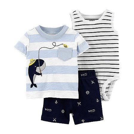 Conjunto Carter's Listrado Baleia