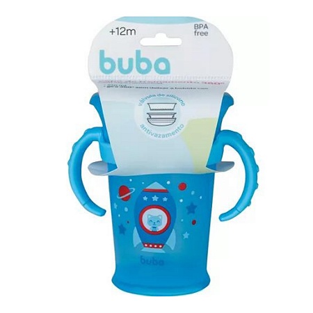 Copo de Treinamento 360º- Buba- Foguete com Alça Removível- Azul