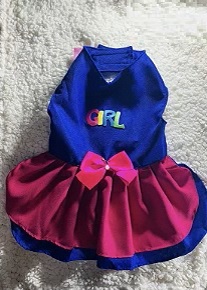 Vestido para Cães Girls Azul Royal com Rosa e Letras Bordadas -Gaby Moda Pet
