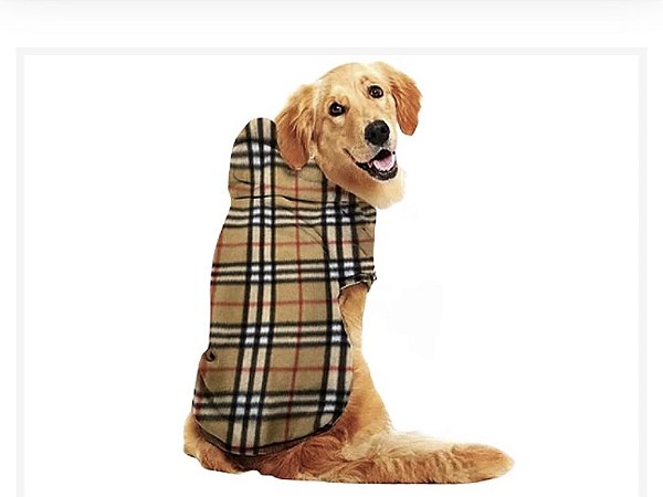 Roupa para Cães Inverno Blusão Xadrez Cor Nude com Capuz - Gaby Moda Pet