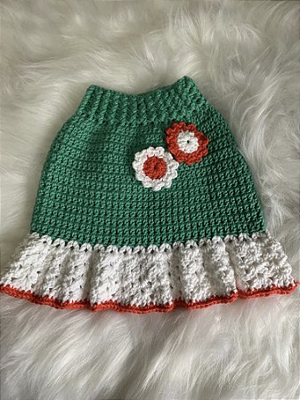 Roupa para Cachorro Linha em Crochê modelo Pala Flores - By Carmen