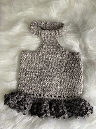 Roupa para Cachorro Vestido Linha Soft em Crochê Modelo Prata - By Carmen