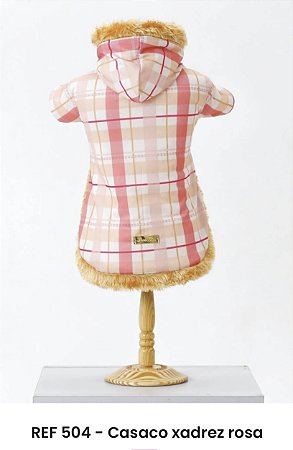 Roupa para Cachorro Casaco/Jaqueta  Xadrez Rosa Ref 504 - PERICÃO