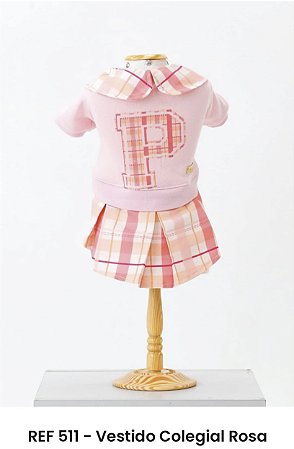 Roupa Para Cachorro Vestido Colegial Rosa Ref 511 - PERICÃO