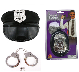 Policia Policial Quepe Algema Distintivo Luxo Festa Fantasia