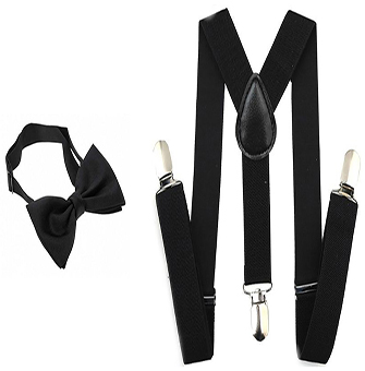 Suspensório E Gravata Borboleta Com Ajuste  Chales Chaplin Fantasia 5 Cores