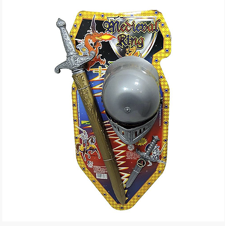 Kit Medieval King Vem Com Uma Espada Elmo Capacete E Adaga