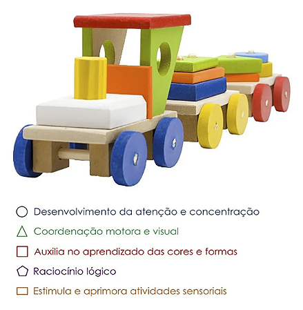 Presente Crianças Trenzinho Educativo De Madeira Pedagógico