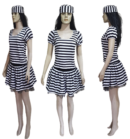 FANTASIA PRESIDIARIA BLUSA SAIA CHAPÉU ADULTO