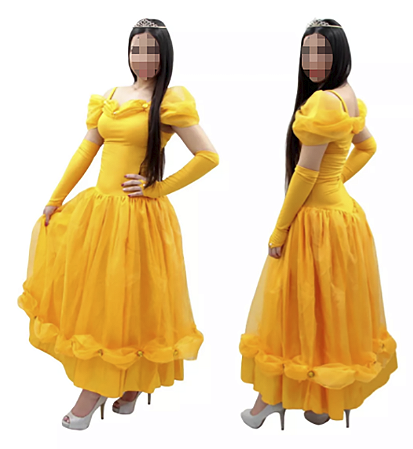 Fantasia Vestido Longo Princesa Bela Tema Bela E A Fera Adulto