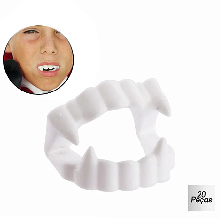 20 Dentaduras De Plástico Vampiro Sacolinha Surpresa