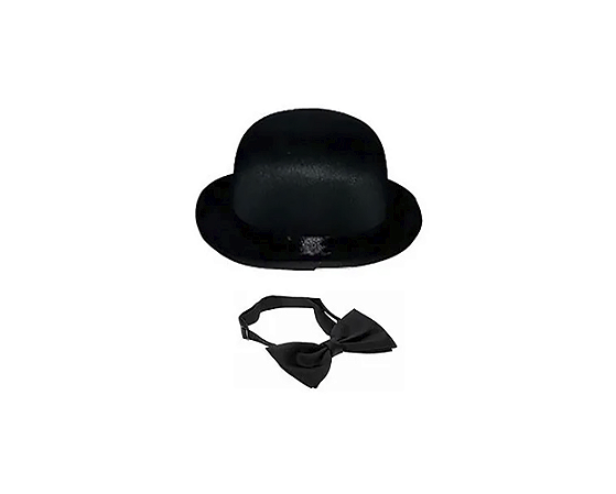 Chapéu + Gravata Cartola Coco Charles Chaplin Carlito Luxo