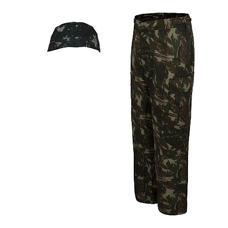 Linda Calça exercito camuflada detalhes militares Infantil Com Chapéu