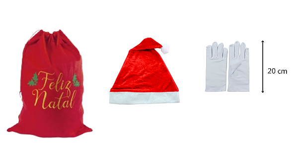 Saco Gorro Toca Luva Papai Mamãe Noel Fantasia Natal Promoção