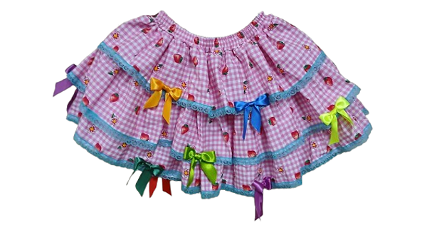Saia Festa Fantasia Junina Caipira Infantil Criança Com Renda Oferta